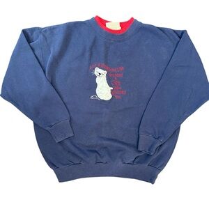 Vintage 90s M&C‎ Sportswear Crewneck Sweatshirt Womens Cat Lover Grannycore Sz M